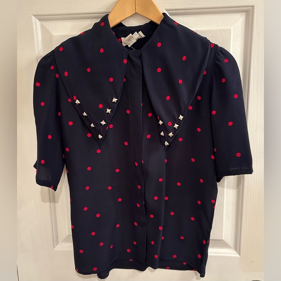 Vintage Polka Dot Christian Dior Silk Blouse - Picture 1 of 6